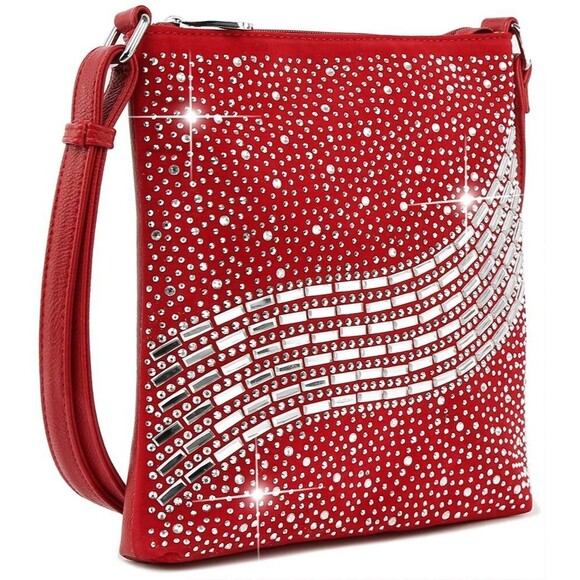 Handbags Clutch Purses for Women Red Wave Medium Crossbody Bag Cell Phone Purse - Picture 1 of 2